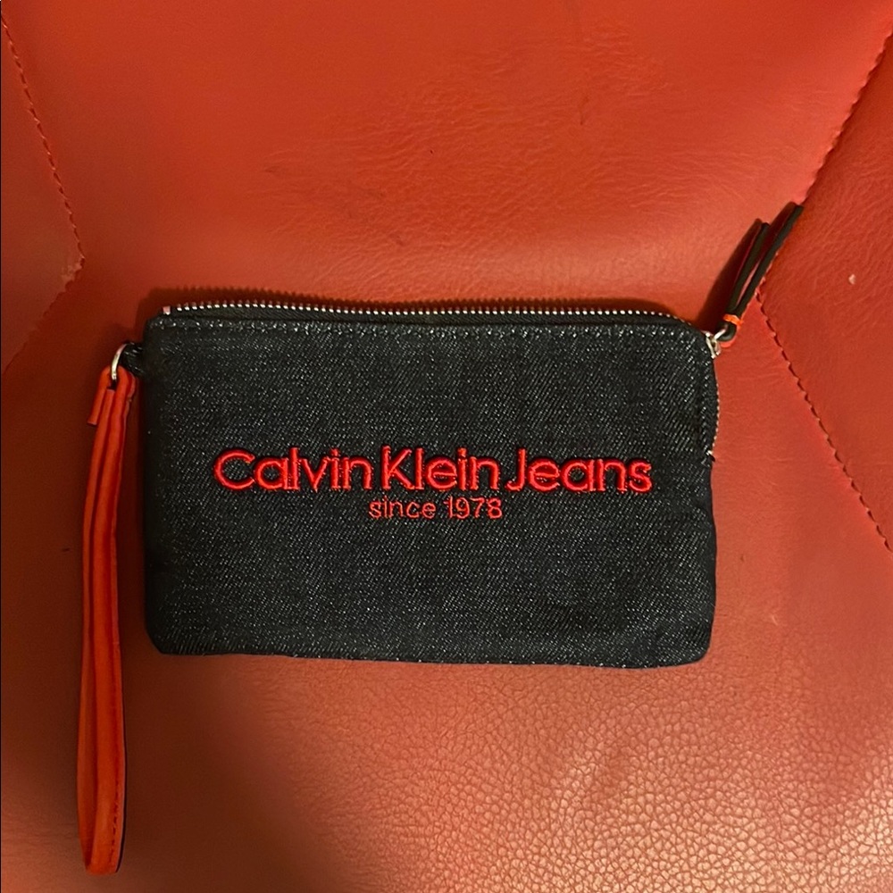 Calvin Klein Jeans Blue and Red Denim Wristlet